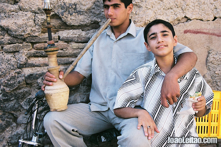 Boys Smoking Hookah in Shiraz, Iran - Middle East