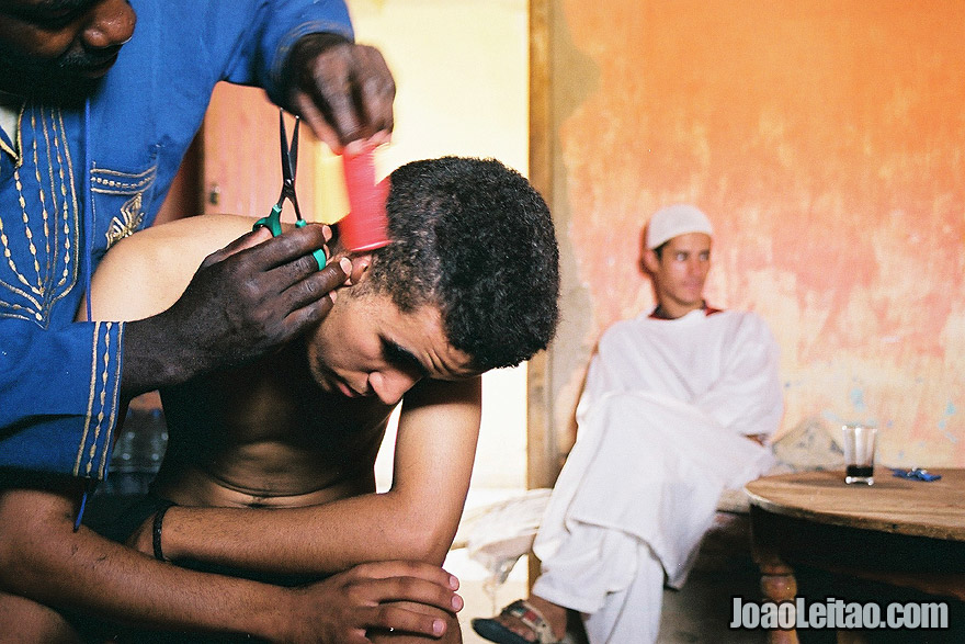 Hairdresser in Erg Chebbi Dunes, Sahara Desert, Morocco - North Africa