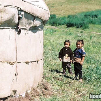 Photo of Kazakh nomad children in Ile-Alatau National Park, Kazakhstan – Central Asia