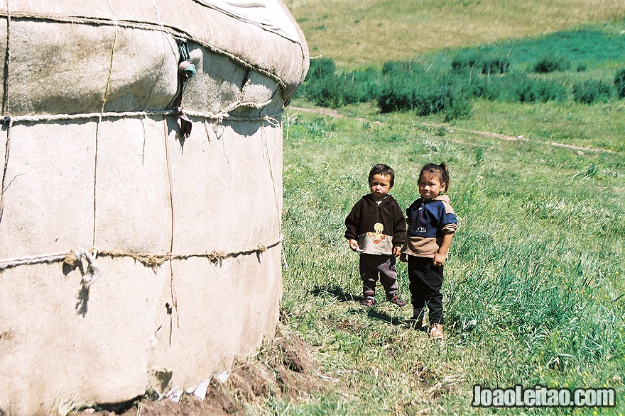 Photo of Kazakh nomad children in Ile-Alatau National Park, Kazakhstan – Central Asia