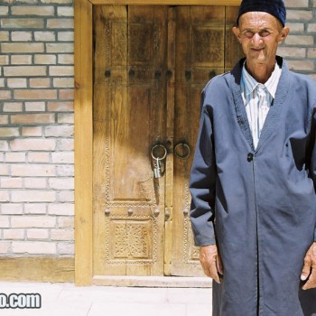 Old Man in Naqshband Mausoleum, Uzbekistan - Central Asia