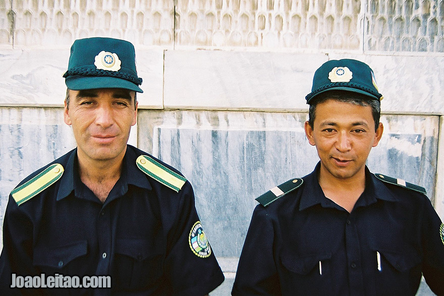 Registan Square security officers in Samarkand, Uzbekistan - Central Asia